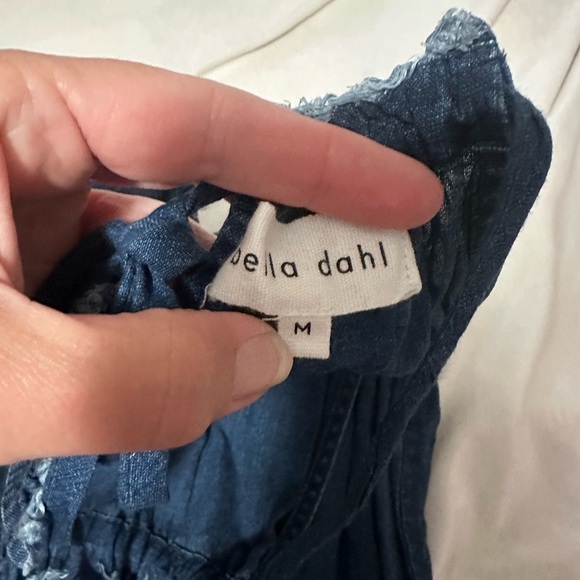 Bella Dahl Bleach Dip Navy and White Linen Wide-Leg Jumpsuit M - Picture 5 of 7